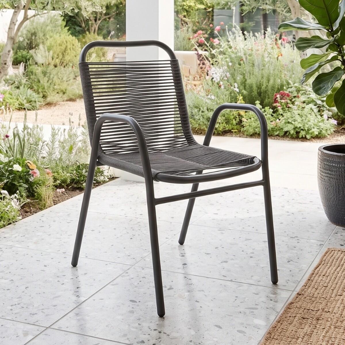 Silla de Jardín Simil Rattan - Negro 