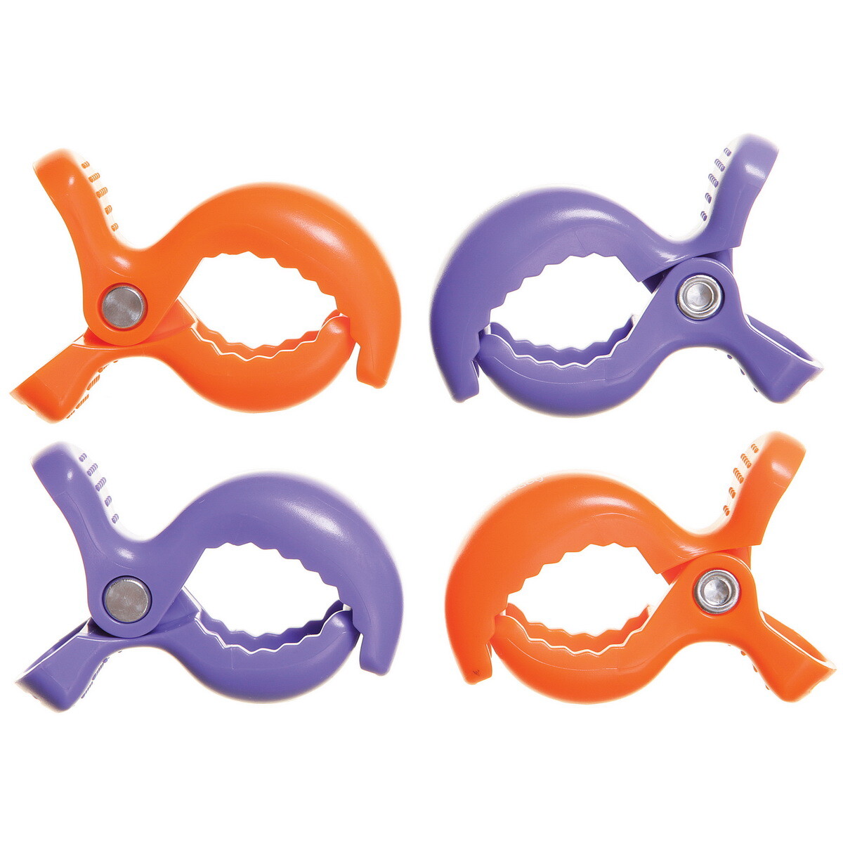 Pack de 4 ganchos clips para coches - naranja y violeta 