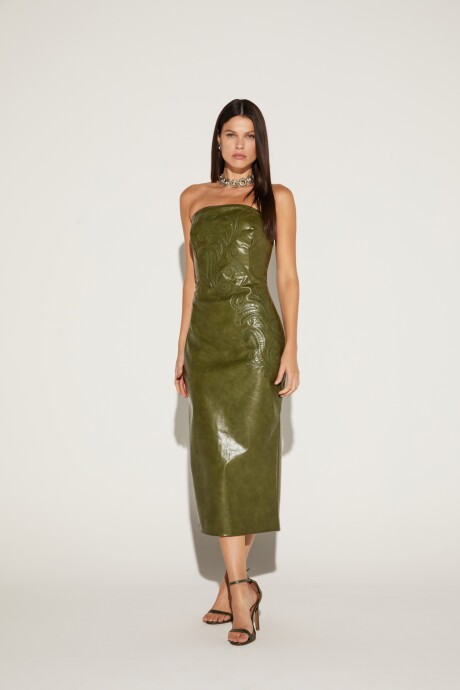 Vestido Midi Caia Verde Oliva