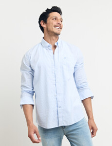 012571 CAMISA HARRINGTON LABEL Blanco/celeste