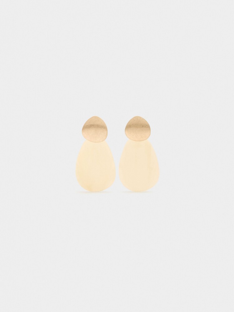 Pendientes Largos Con Flor Perlada beige