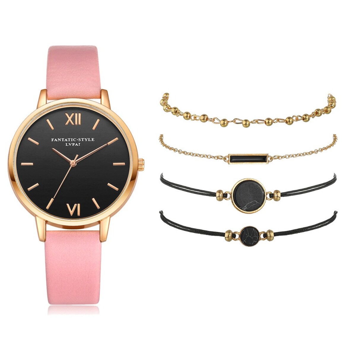 Set De Reloj Black - Rosa 