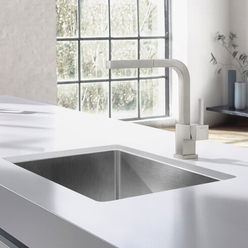 PILETA DE COCINA SATINADO DE PEGAR 76.2X45.7X23CM DE ABAJO INCLUYE VALVULA Y SIFON AQUALIA 000