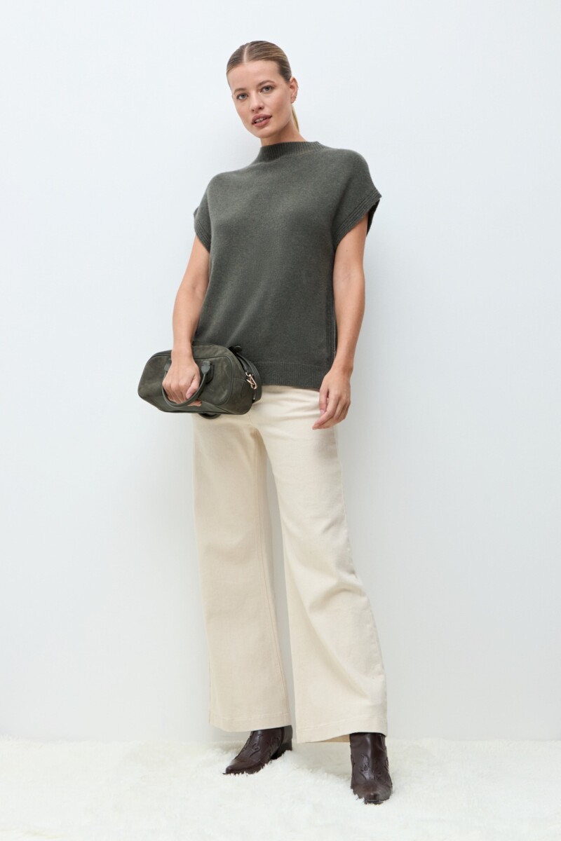 Chaleco Oslo cashmere blend verde oliva melange