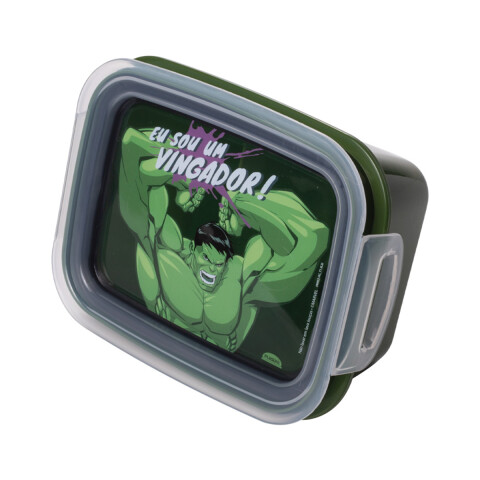 Pote Plástico Con Traba y División 630 ml Hulk