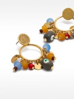 Pendientes Con Medallas Y Cuentas multicolor