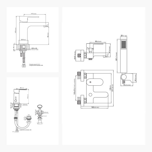 JUEGO DE GRIFERIA COMPLETO,INCLUYE DUCHA EXTERIOR, LAVATORIO BAJO Y BIDET LINEA FRESIA FV 000