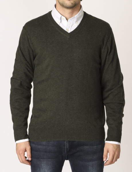 470318 SWEATER V HARRINGTON LABEL Verde