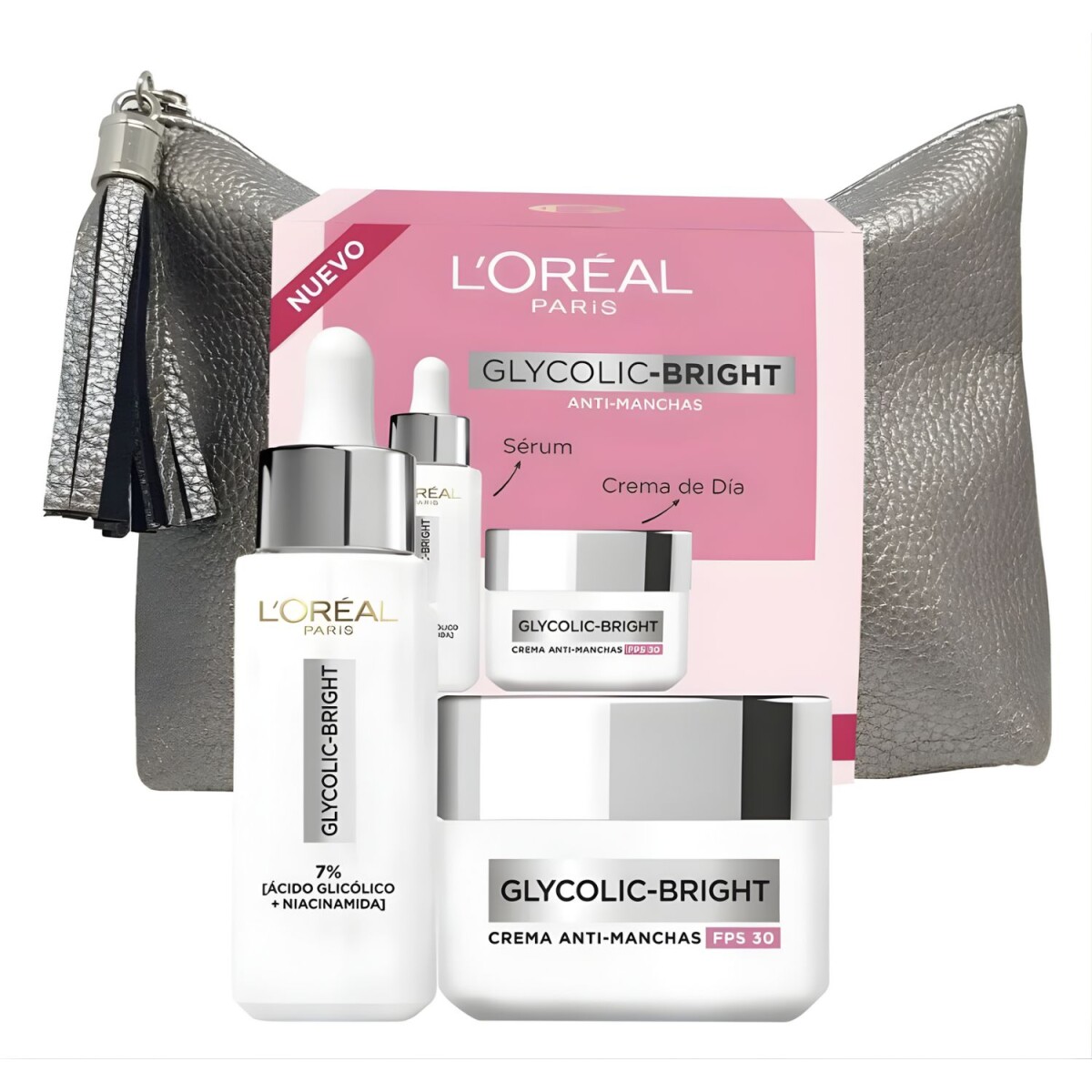 Pack L'oréal Glycolic Bright Sérum 30ml + Crema Fps30 50ml 