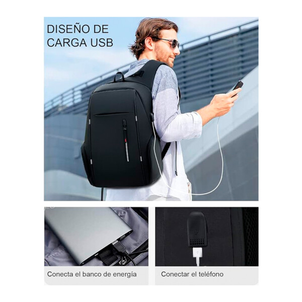 Mochila Impermeable Antirrobo Urbana USB Notebook Casual Mochila Impermeable Antirrobo Urbana USB Notebook Casual