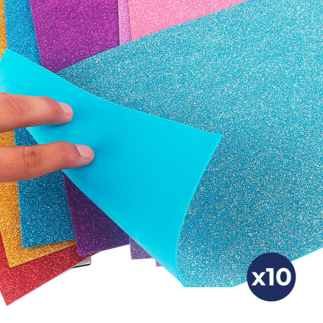 Set X96 Cartulinas A4 Goma Eva Glitter Perforadoras Set X96 Cartulinas A4 Goma Eva Glitter Perforadoras