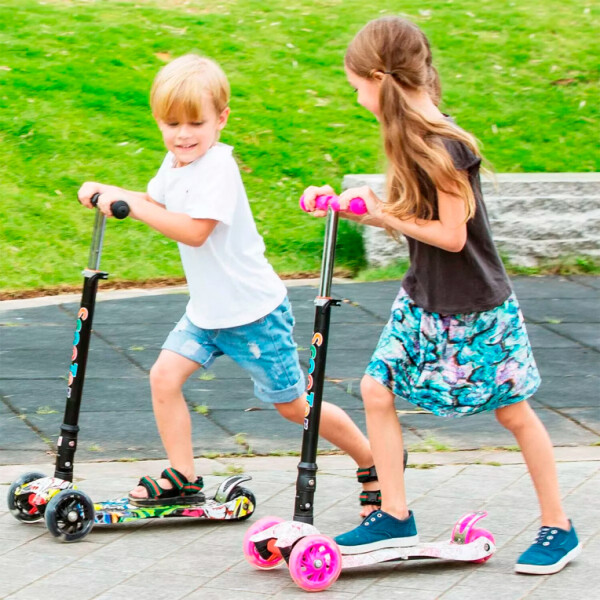 Monopatin Tripatin Scooter Luces Regulable Infantil Niños Variante Diseño Azul