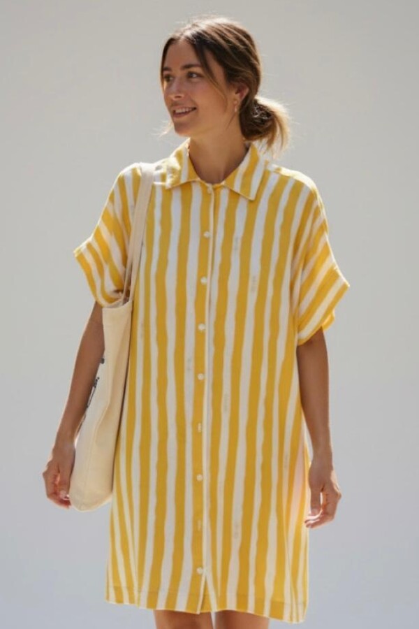 Vestido Camisero Pupa Estampa Amarillo