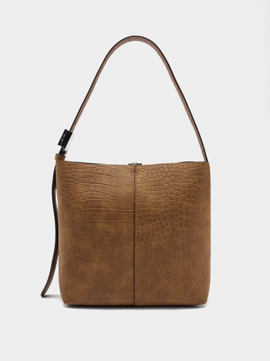Bolso De Hombro Con Grabado Animal - camel 