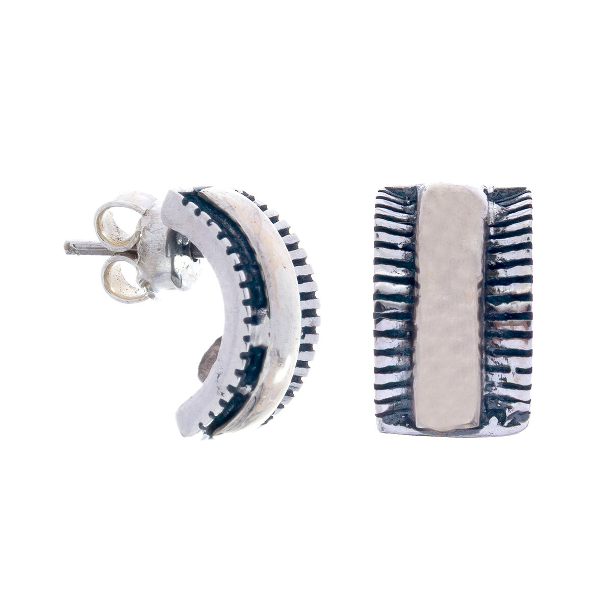 Par de caravanas de plata 925 y double en oro 18 ktes. 