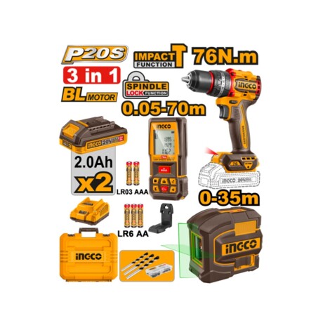 Kit Combo Taladro Atornillador Ingco Cosli250511 Ub 001