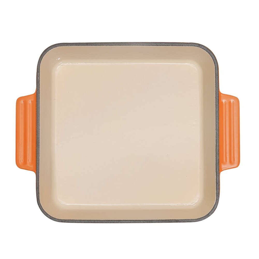 Fuente 23x23x4.5Cm Hierro Fundido Esmalt Naranja FUENTE 23X23X4.5CM HIERRO FUNDIDO ESMALT NARANJA