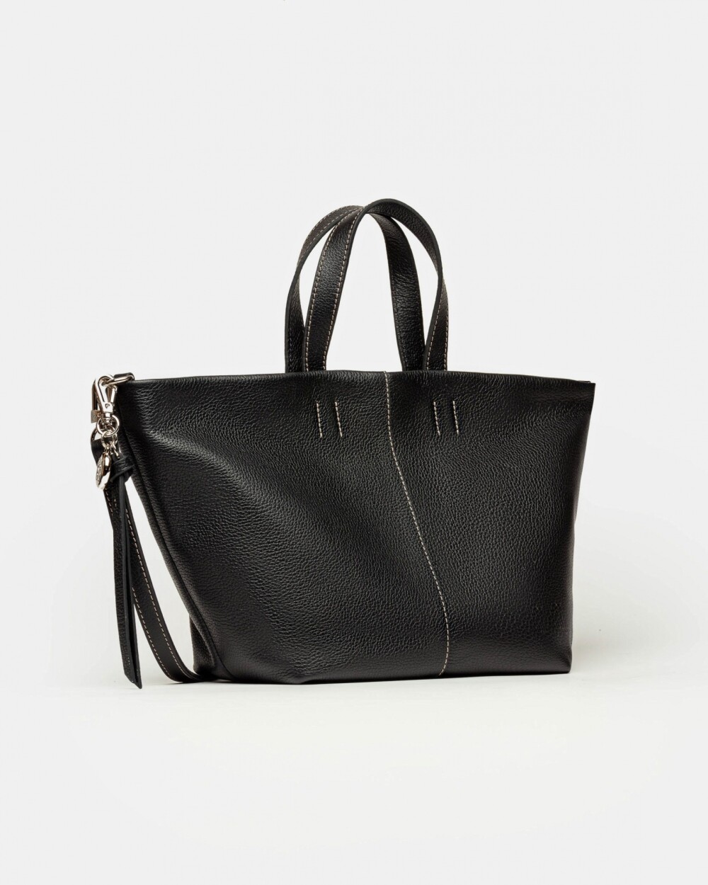 Cartera de mano The Flapper en cuero graneado Negro