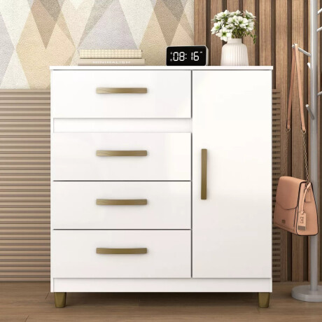CÓMODA CAJONERA GUARDARROPA 4 CAJONES 1 PUERTA BLANCO