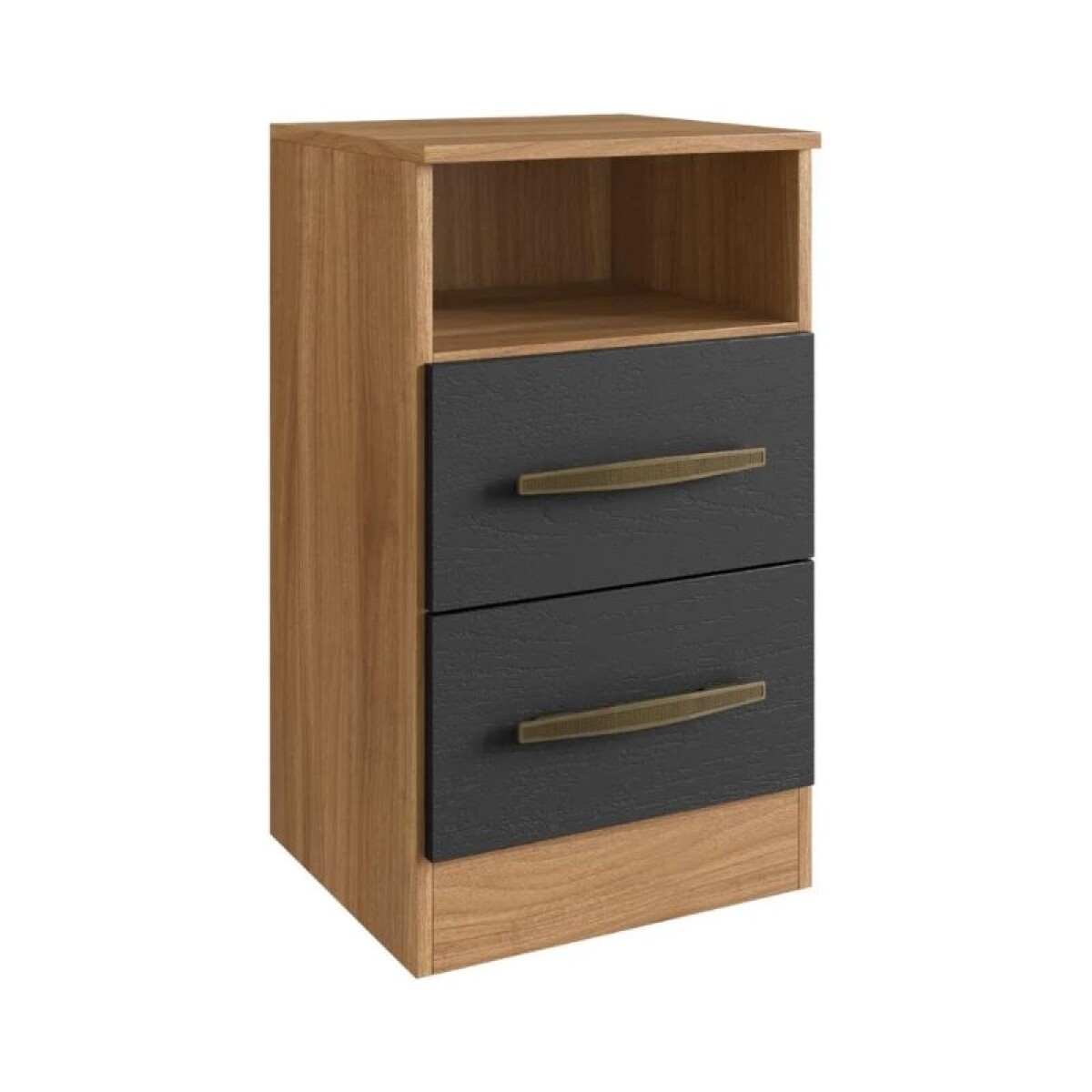 MESA DE LUZ 2 CAJONES - GRAFITO/NOGAL 