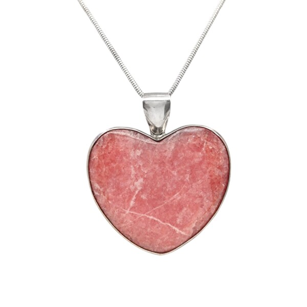 Dije Colgante Corazón-Plata 925-Piedra rodocrosita-CP4514 Conpiedra