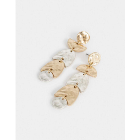 Aros Colgantes Largos Metal diferenciado Combinacion Bicolor