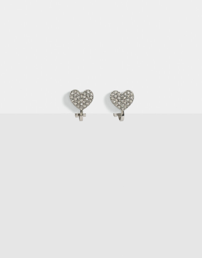 Aros Clips Corazón Aros Clip De Corazón - Plateado