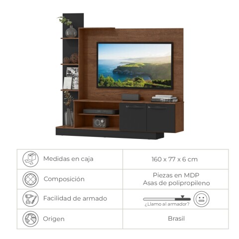 Rack para Tv 55" con estantes modular - MDP - Dakar / Nero Rack para Tv 55" con estantes modular - MDP - Dakar / Nero