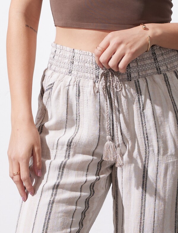Pantalon Lino Lineas Cordel BEIGE/MULTI