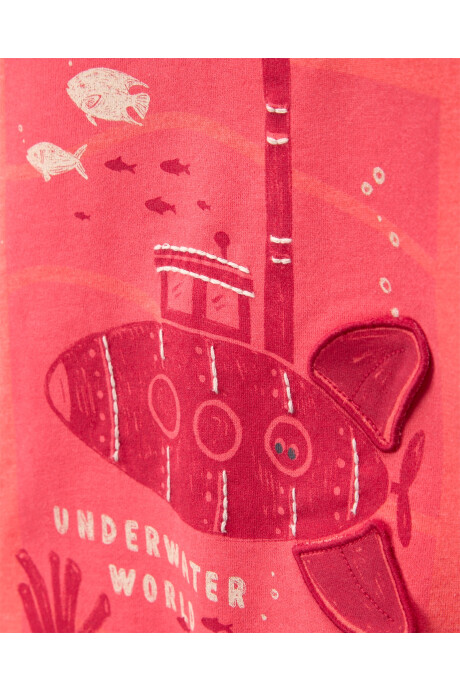 Remera de algodón, manga corta, estampa submarino Sin color