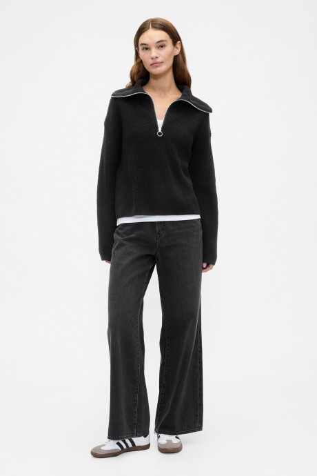 Buzo Medio Cierre Algodón Mujer Black 1