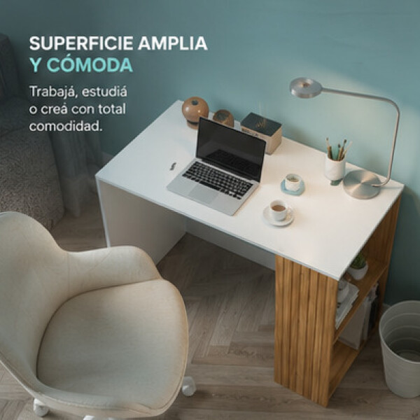 Escritorio ComboHome Nórdico Estantes Laterales 120 Cm Deco Blanco 1