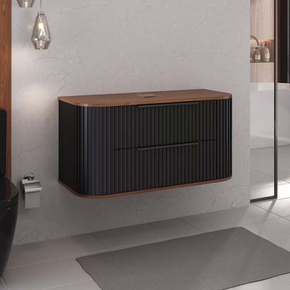 Mueble de baño Suspendido Alice Negro 100cm sin bacha Mueble De Baño Suspendido Alice Negro 100cm Sin Bacha