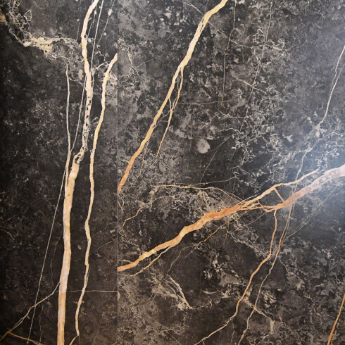 Semi Gres Negro Marquina Vetas Doradas 63X120Cm Piso GAMAS DE NEGRO
