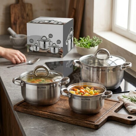 Batería De Cocina Sonifer 6 Piezas Acero Inoxidable Batería De Cocina Sonifer 6 Piezas Acero Inoxidable