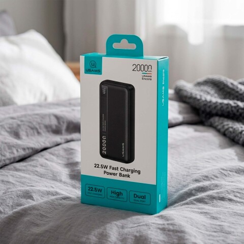Cargador Portátil Usams 20000mah Usb + Usb C Carga Rapida 3A Negro