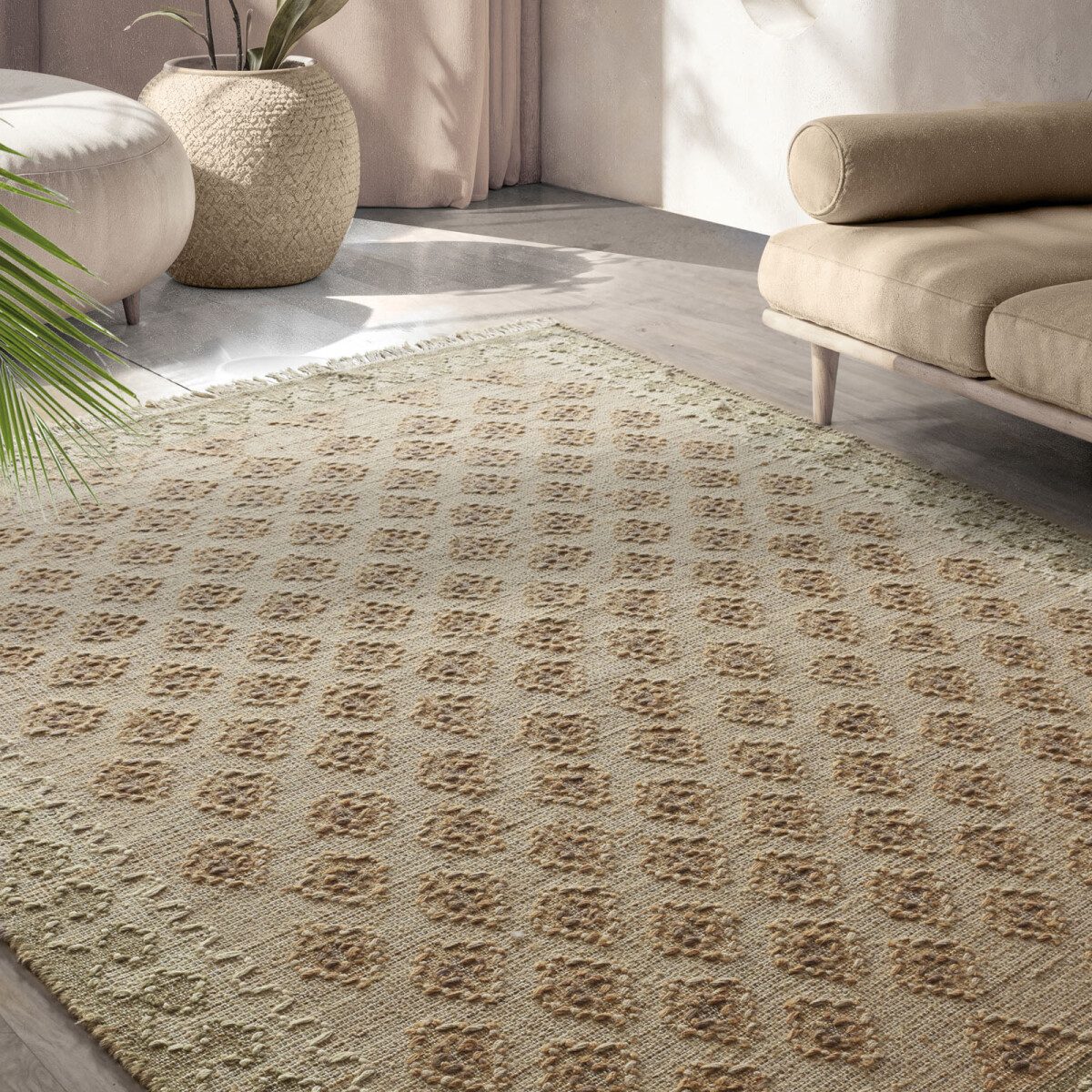 ALFOMBRA - NATURAL/BEIGE YUTE Y LANA OREANT 