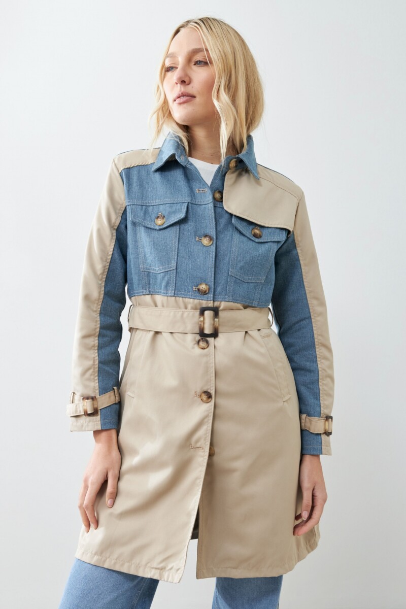 Trench bicolor jean medio