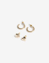 Aros Sets Metal Aros Set Metal Corazón De La Línea Stay Golden. - Dorado