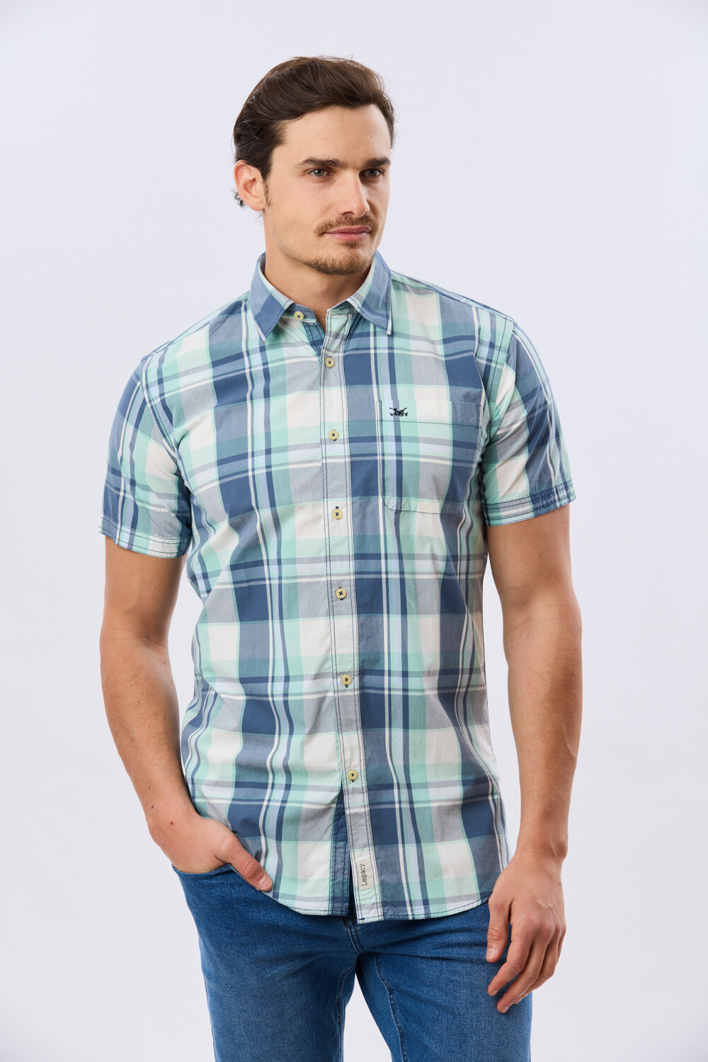 CAMISA MANGA CORTA CUADROS Verde