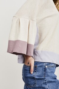 Sweater Manga Volados Beige Melange