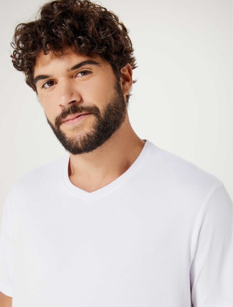 CAMISETA UNISSEX ESCOTE V SUPER COTTON BLANCO