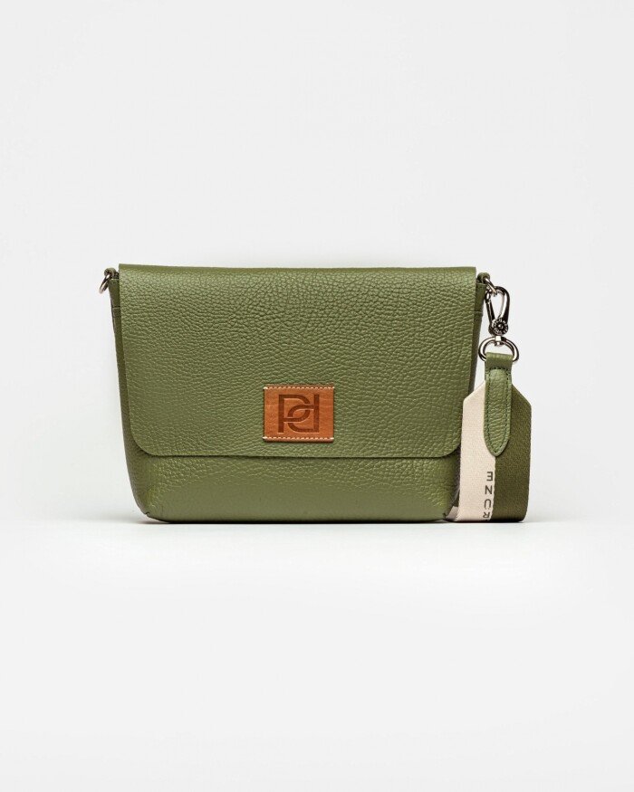 Morral Nina en cuero graneado Verde