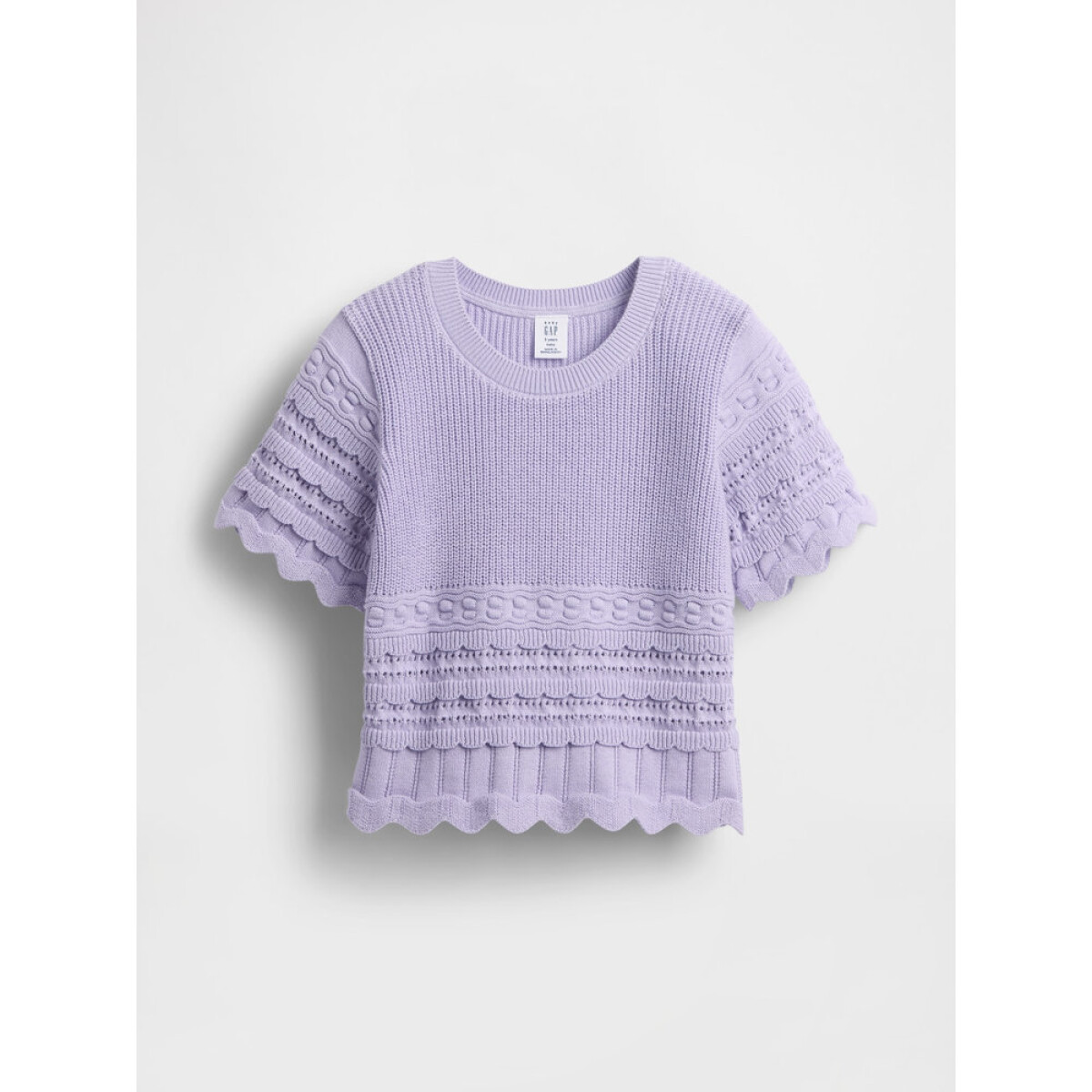 COTTON SS MIXED STITCH SWEATER - ORCHID 207 