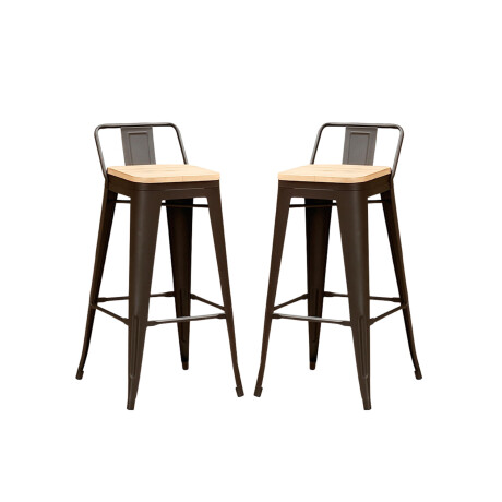Pack 2 Taburetes Tolix con Respaldo y Asiento de Madera Lumax Negra