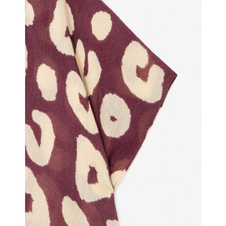 Kimono Animal Print Burgundy Combinacion Bicolor