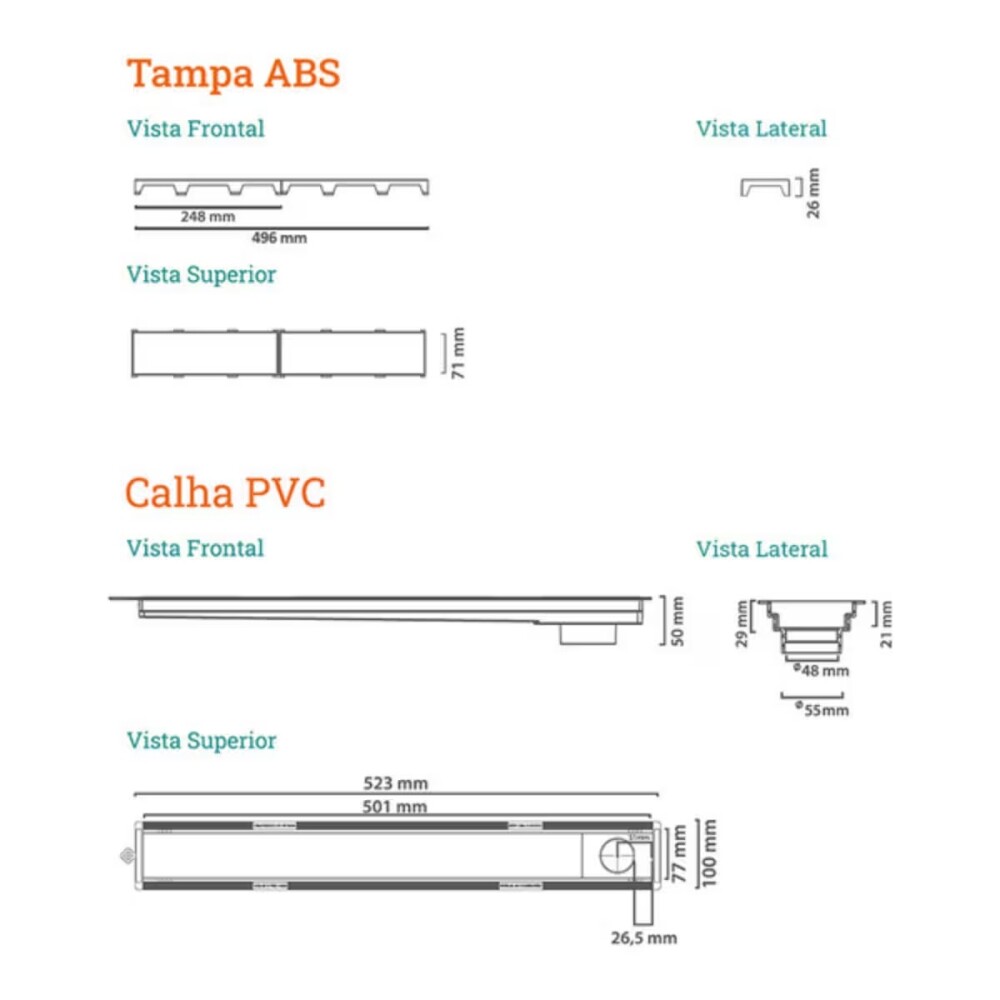 NOVII Receptaculo pvc s/sifon tapa beige50cm perforada Novii Receptaculo Pvc S/sifon Tapa Beige50cm Perforada