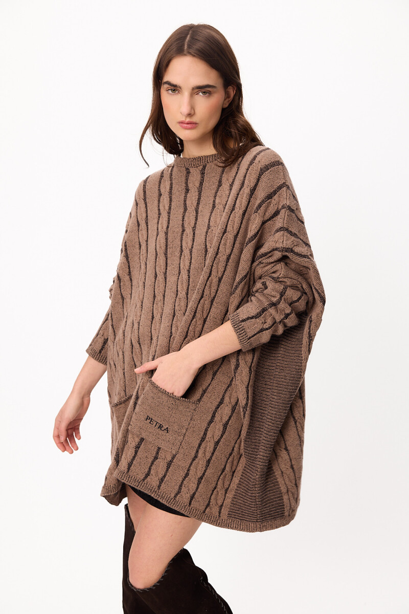Sweater Lana Oceano - Negro/Marrón 