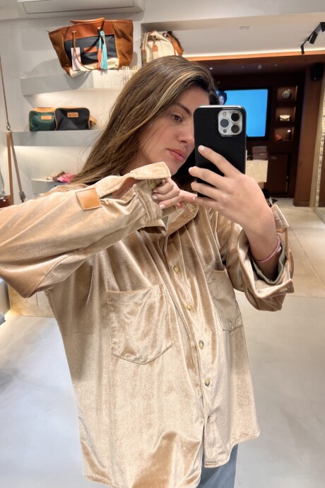 Velvet Shirt con Puño Beige