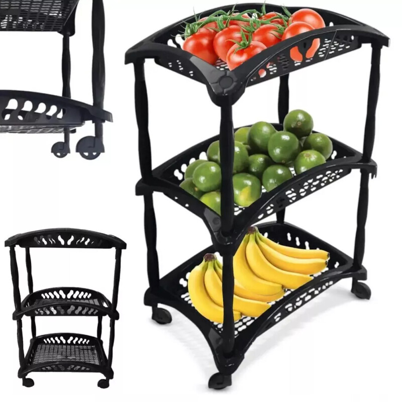 Estantería frutero carro 3 estantes NEGRO